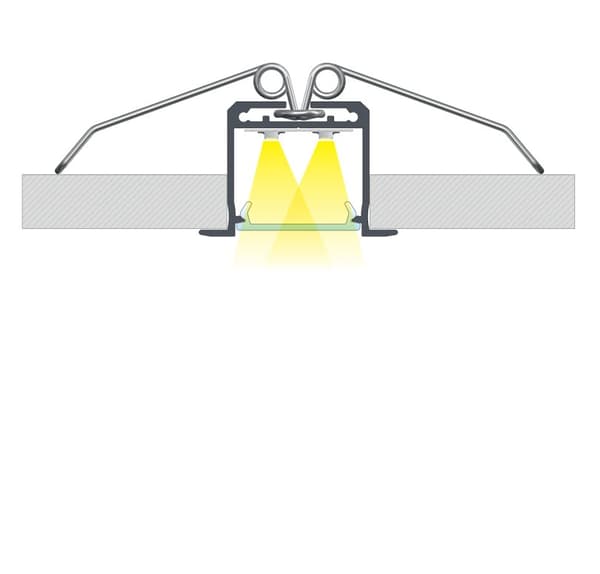 SILVER ALUMINIUM PROFIL TYP K 2m + MILKY LAMPSKYDD, MONTERINGSFJÄDER
