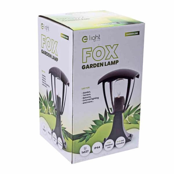 FOX BLACK 1xE27 Liten stående trädgårdslampa