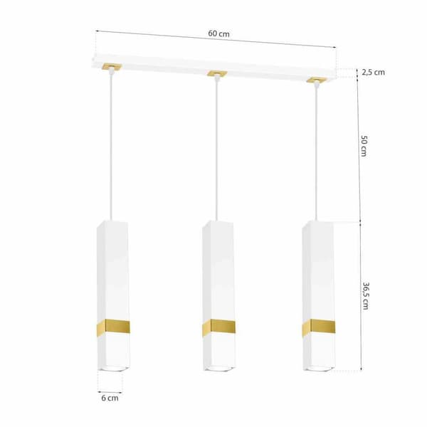 Hänglampa VIDAR WHITE/GULD 3xGU10
