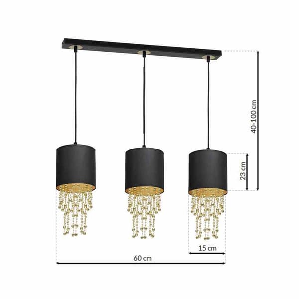 Riippuvalaisin ALMERIA BLACK/GOLD 3xE27