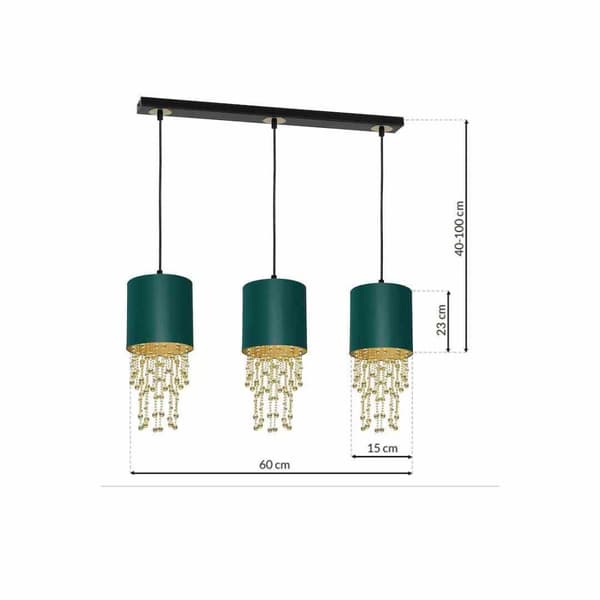 Hänglampa ALMERIA GREEN/GULD 3xE27