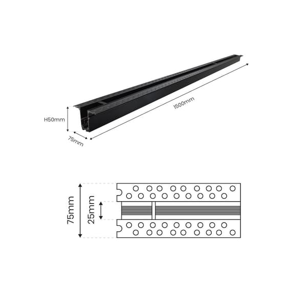 MAGNETISK SPOR indbygningsskinne 150cm