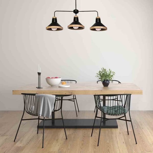 Loftslampe SALMA SORT / TRÆ 3xE27