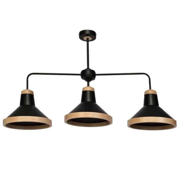 Loftslampe SALMA SORT / TRÆ 3xE27