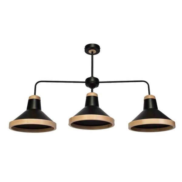 Loftslampe SALMA SORT / TRÆ 3xE27