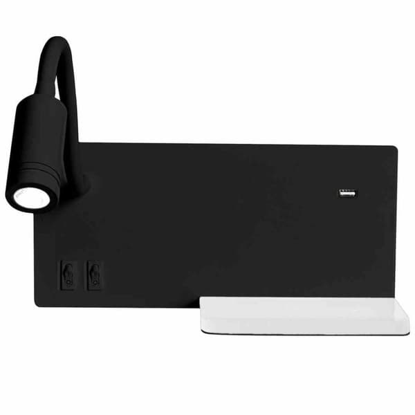 Natlampe med hylde HYLDE SORT LED 4W+5W+2W