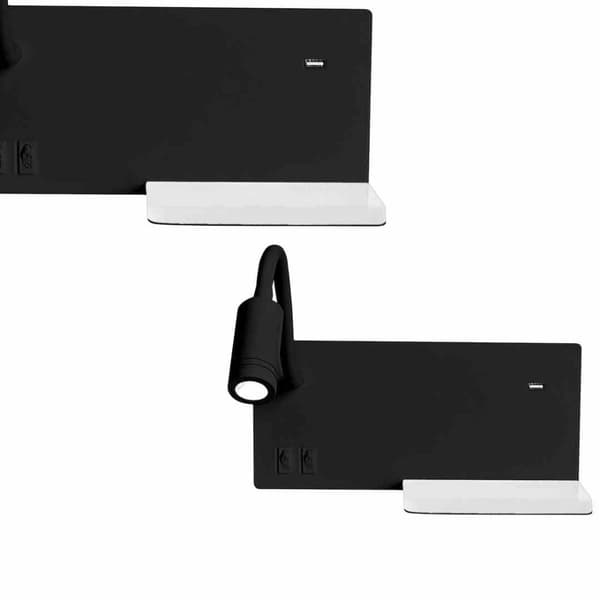 Nattlampa med hylla HYLLA SVART LED 4W+5W+2W