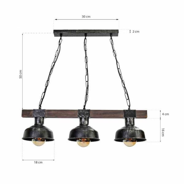 Hänglampa FARO BLACK/WOOD 3xE27