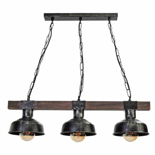 Hänglampa FARO BLACK/WOOD 3xE27