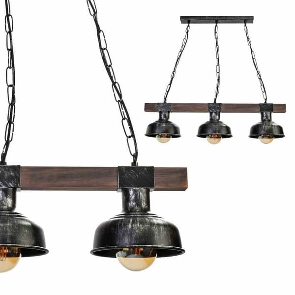 Hänglampa FARO BLACK/WOOD 3xE27