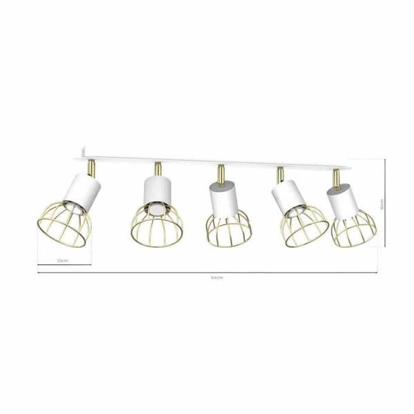 DANTE Hvid/Guld loftslampe 5x mini GU10