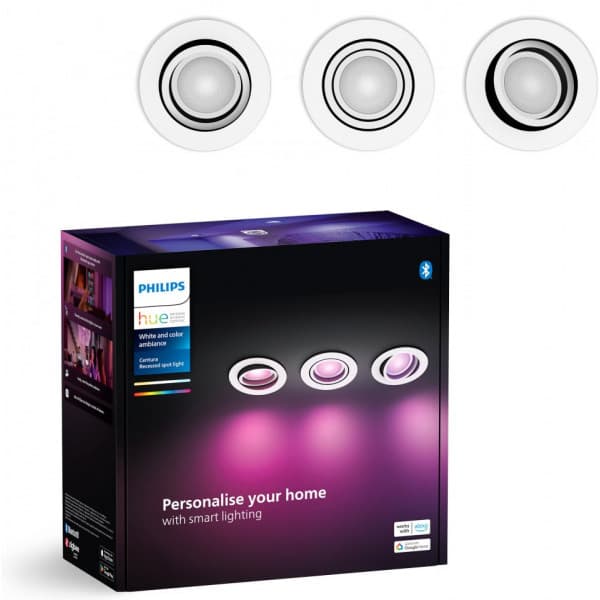 Philips Hue White and Color Ambiance Centura indbygget smart loftlampe, hvid, 3 x 4.2W, GU10