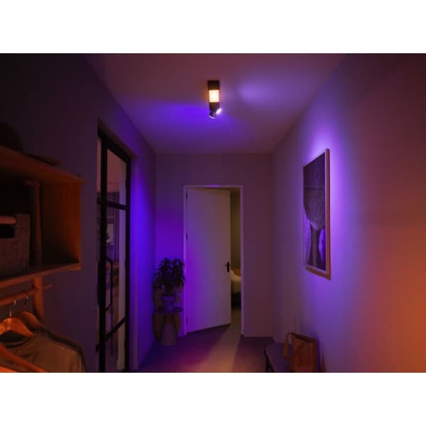 Philips Hue White and Color Ambiance Centris smart loftlampe med to spots, sort