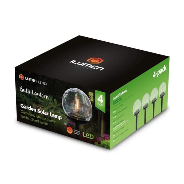 Solcellslampa transparent kula 4st Ilumen LS-103