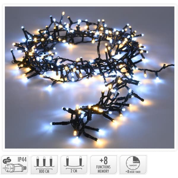 Microcluster julelys 400 LEDs 8 m Varm hvid/Sort