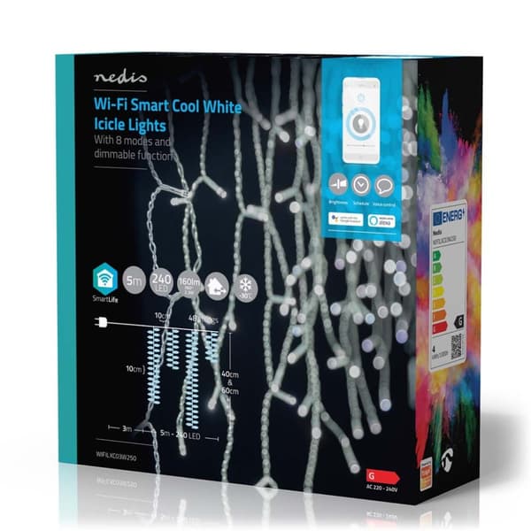 Nedis WIFILXC03W250 Smartlife Dekorativ Led Icicle Wi-fi Cool White 240 Led's 5.00M Android™ / Ios