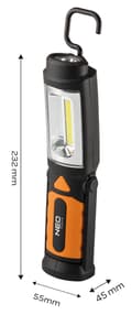 Miniatyrbillede 3 af 9: Batteridrevet værkstedslampe 300 lm COB 2 i 1 + 3xAA batterier
