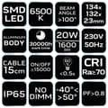 Miniatyrbillede 1 af 5: SMD Spotlight 20W 1600lm 230V