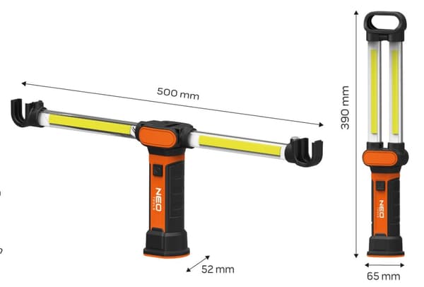 500lm COB LED ledningsfri værkstedslampe