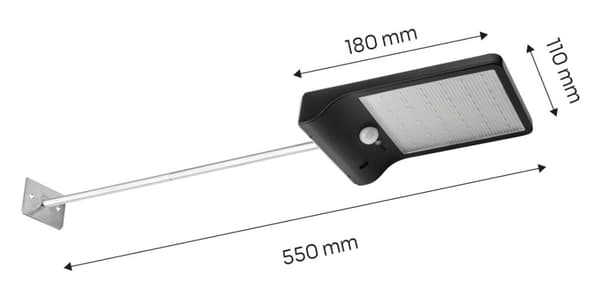 Solar gatlykta + fjärrkontroll SMD LED 450 lm