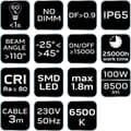 Miniatyrbillede 1 af 11: Enkelt spotlight 100W SMD LED 8500lm på et 1,8m stativ