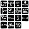 Miniatyrbillede 1 af 10: Enkelt spotlight 30W SMD LED 2550lm 230V på et 1,8m stativ