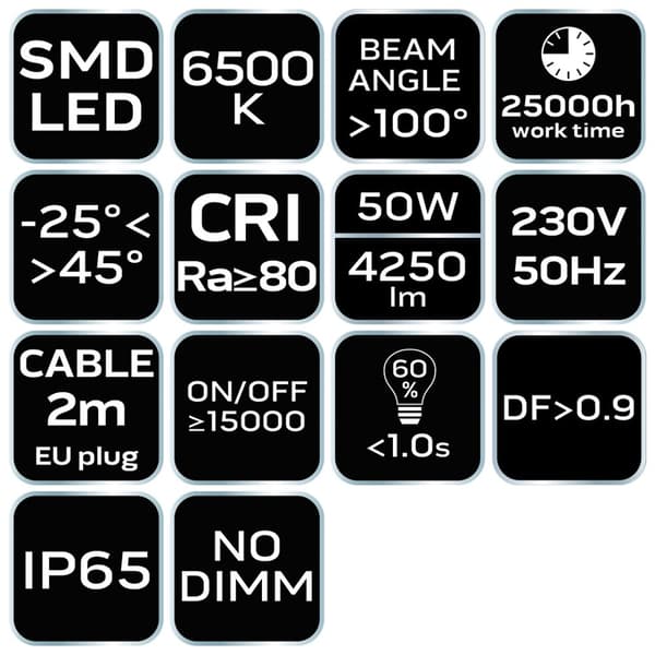 Spotlight 50W SMD LED 4250 lm 230V bærbar