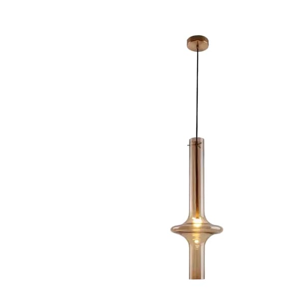 Nordisk LED Glaspendellampa, Justerbar Höjd, Flera Färgval,Amber Smal, Varmt ljus