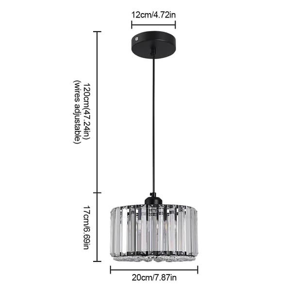 Modern taklampa, justerbar höjd, E27 LED-kompatibel,Svart 20 cm