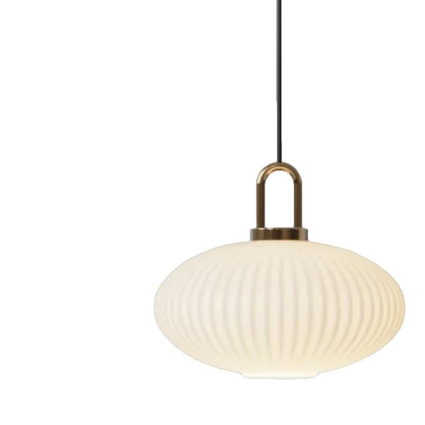 Nordisk Pendellampa, Mjölkvit Yta, Vintage Stil,varmt ljus, B4 30CM