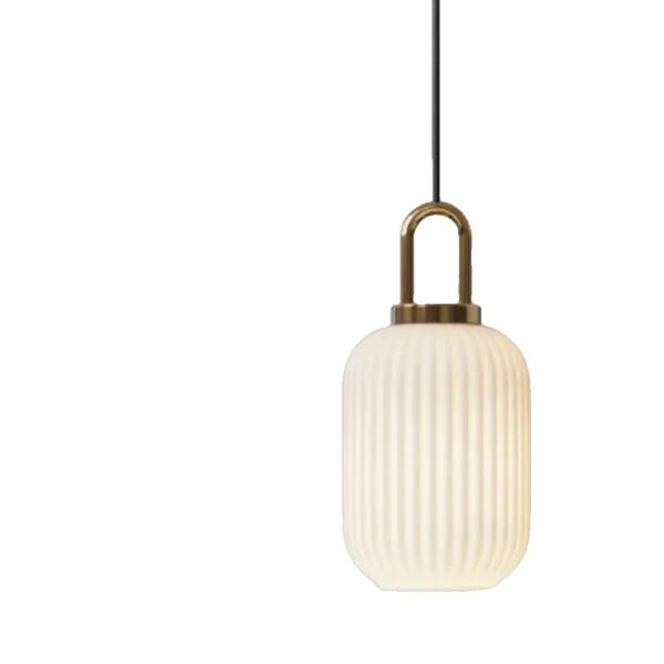 Nordisk Pendellampe, Mælkehvid Finish, Vintage Stil,B1 14CM, varmt lys