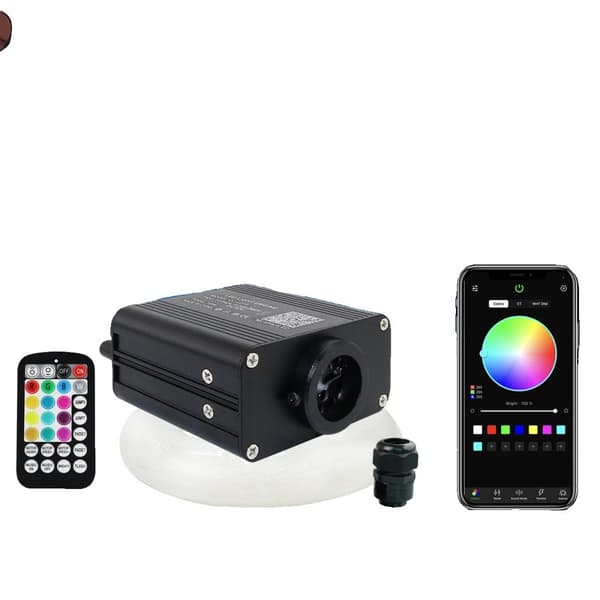 RGBW Fiber Optic Stjernehimmel Lys, Bluetooth Kontrol, 650 stk. Fiberkabel,650 stk 0,75 mm 4M, Auto bil N EU stik