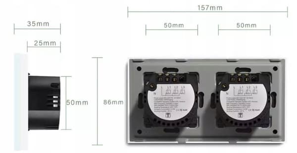 TOUCH LYS SWITCH 2+1 TRIPLE 3K GLAS