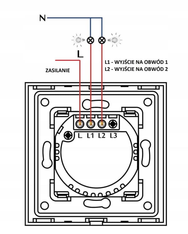 TOUCH LIGHT SWITCH 2K DUBBEL GLAS LED