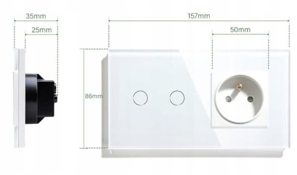 DOBBELT TOUCH SWITCH + HERMETISK STIKkontakt