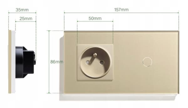 DOBBELT TOUCH SWITCH + HERMETISK STIKkontakt