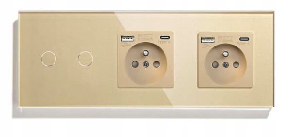 DUBBEL TOUCH SWITCH 2K + 2x USB-C SLUT GLAS SWITCH