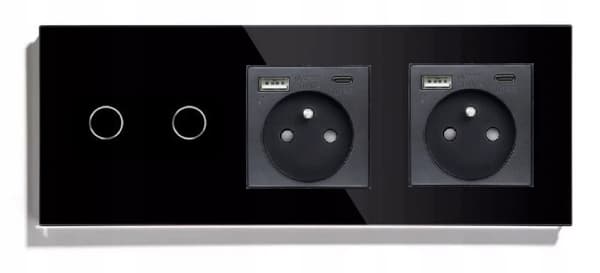 DOUBLE TOUCH SWITCH 2K + 2x USB-C SOCKET GLAS SWITCH