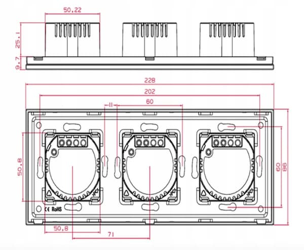ENKEL TOUCH SWITCH + 2x USB-C SOCKET GLAS SWITCH