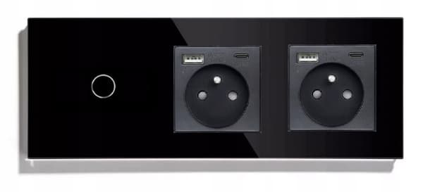 ENKEL TOUCH SWITCH + 2x USB-C SOCKET GLAS SWITCH