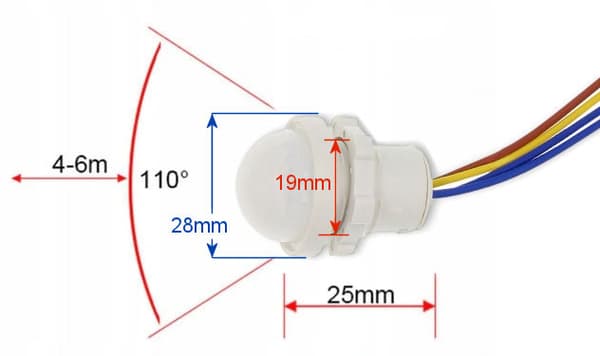 PIR-bevægelsessensor 230V 20mm 90s