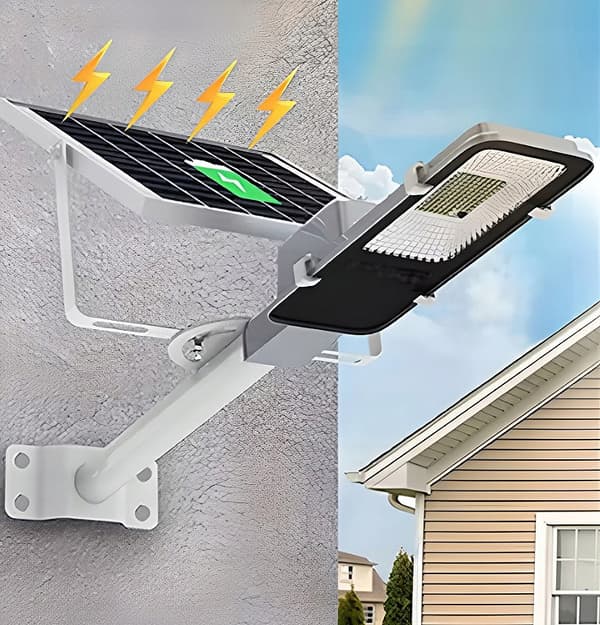 STÆRK STOR SOLAR LED LAMPE STREET GARDEN FJERNBETJENING justerbart panel