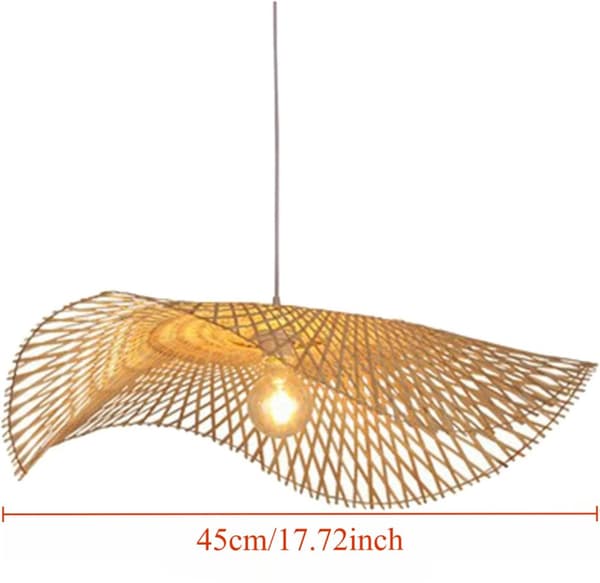 Rustik Rattan Pendellampa, Bambukonstruktion, E27-lampa Kompatibel,45 cm, Ingen glödlampa