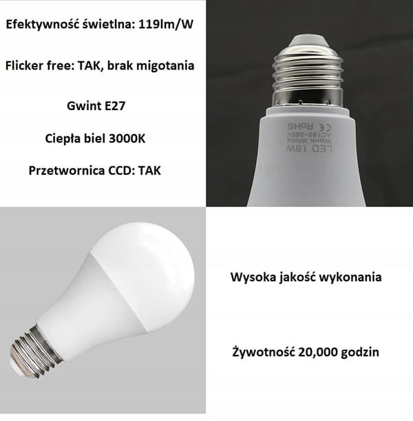 LED pære E27 A65 10W=75W 2835 SMD 1190lm CCD