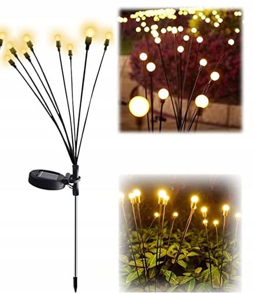 Solcellslampa, drivna bollar, 6 LED, trädgård, DEKORATIV, för trädgård, 2 st