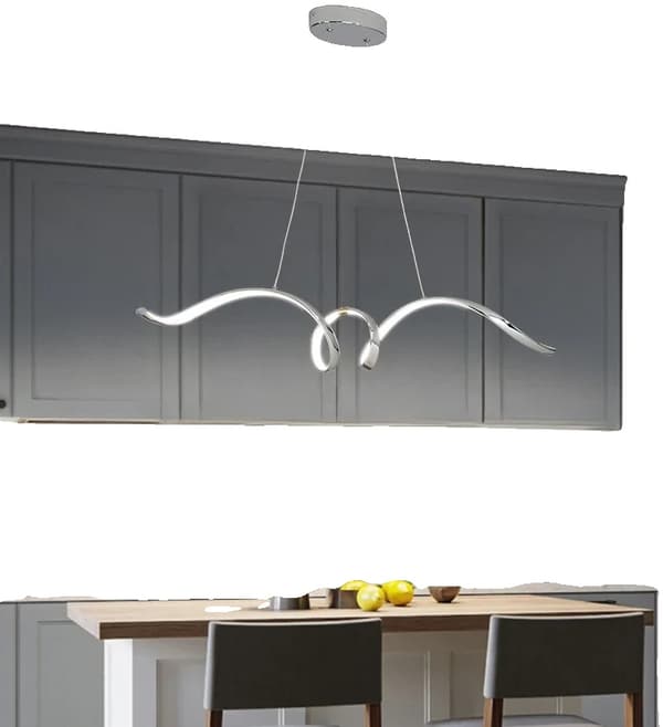 Moderne Pendellampe, Justerbar Dæmpning, Fjernbetjening,Dæmpbar med fjernbetjening, sølvfarvet 930mm