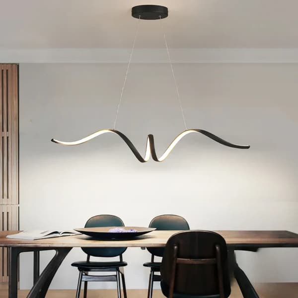 Moderne Pendellampe, Justerbar Dæmpning, Fjernbetjening,sort 930mm, Dæmpbar med fjernbetjening