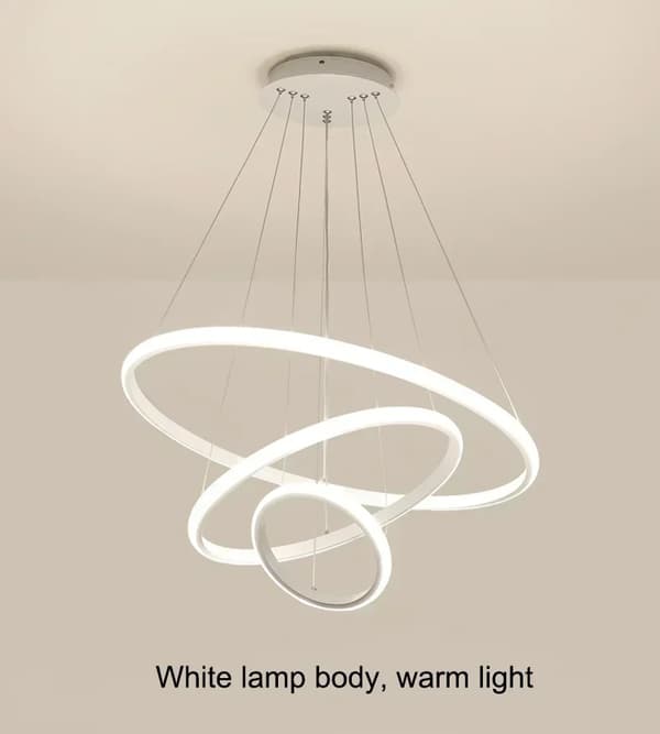 LED Cirkulär Pendellampa, Oändlig Dämpning, Modern Design,Oändlig dimning, 3ring 40x60x80cm, Vit