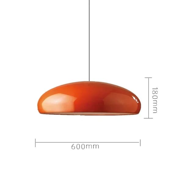 Italiensk Pendellampa, Metallkonstruktion, Minimalistisk Design,dia 45 cm, orange, Ingen glödlampa