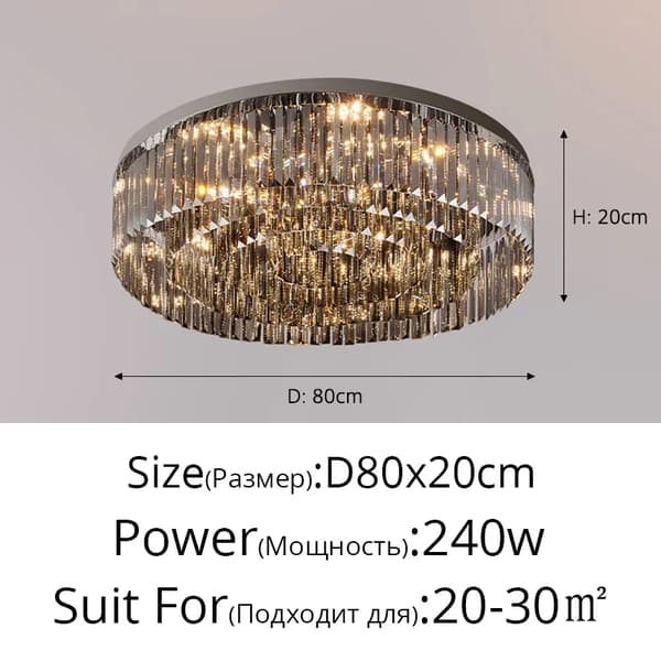 LED Kristallkrona, Modern Stil, 160w Effekt,3-Färger Ingen Fjärrkontroll, Krom 80 cm